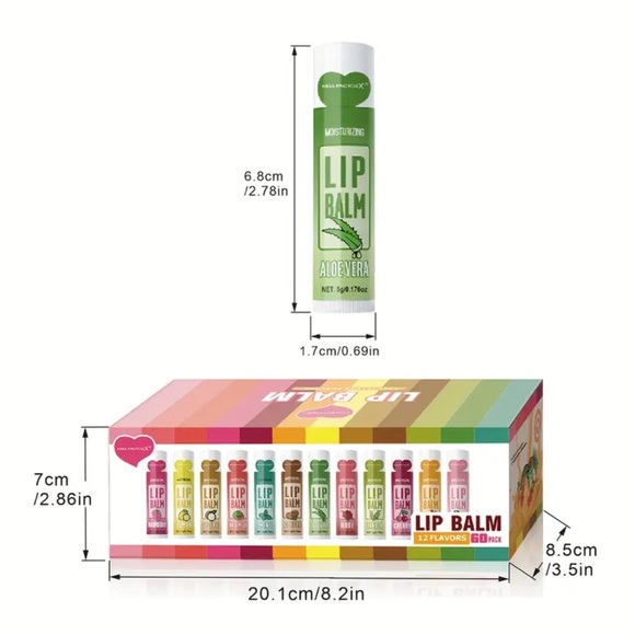 60 pieces of Vibrant Lip Balm Collection - 12 Flavors NEW in box and sealed - Picture 4 of 9
